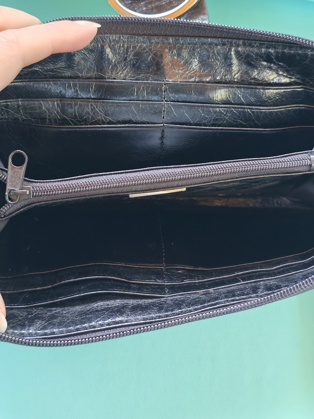 Ginger Michelle Italian Leather Wallet Wristlet - Black - Picture 5 of 6